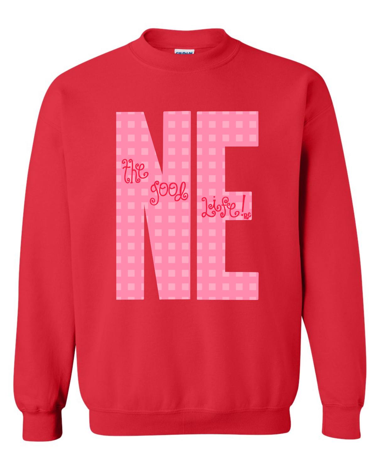 Nebraska Gingham Red Crew