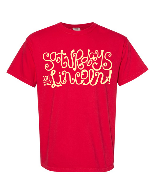 Saturdays in Lincoln Red Tee