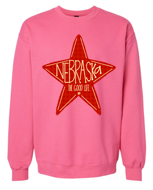 Nebraska Star Good Life Pink Crew