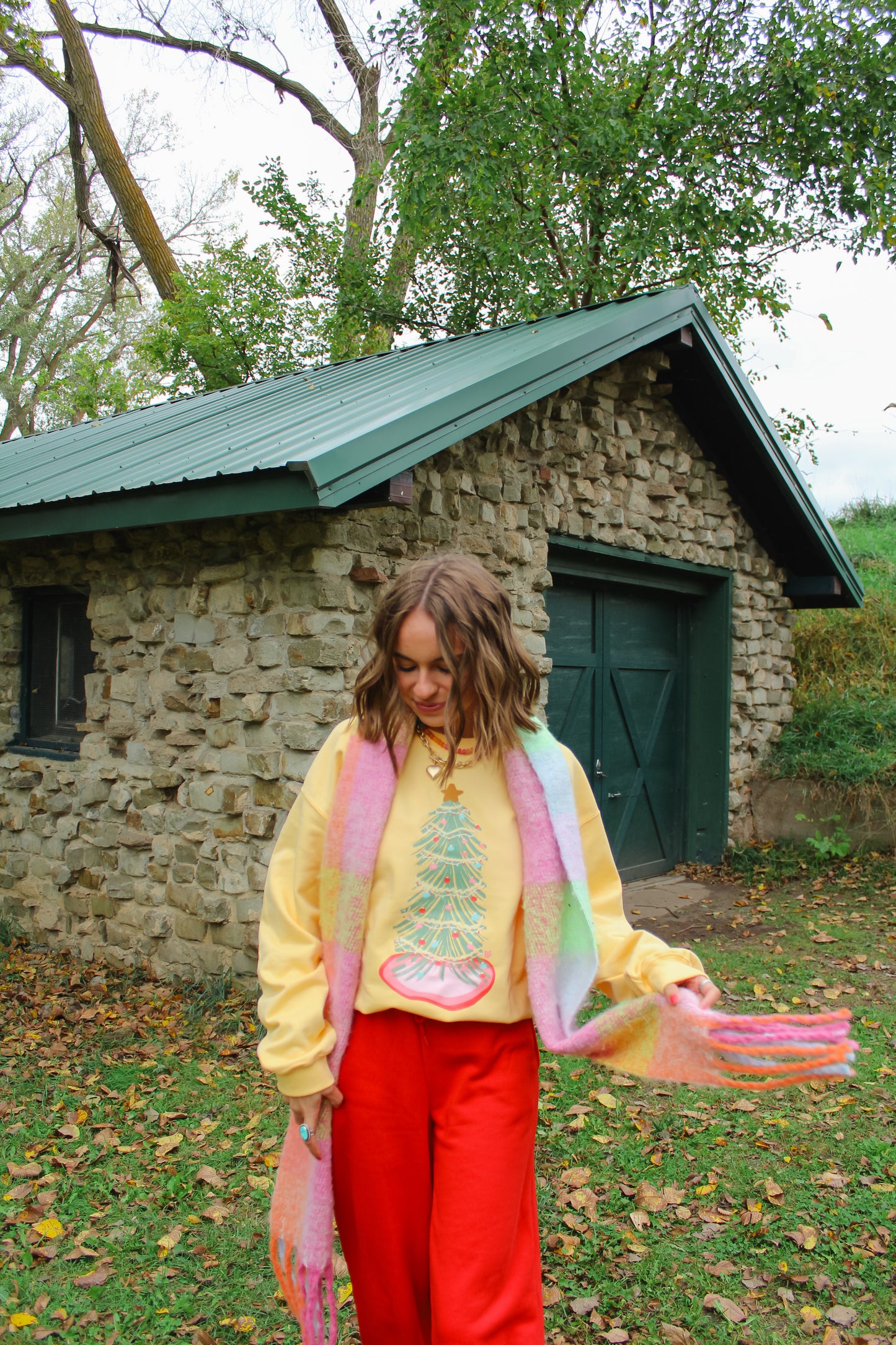 Festive Tree Sweatshirt Yellow