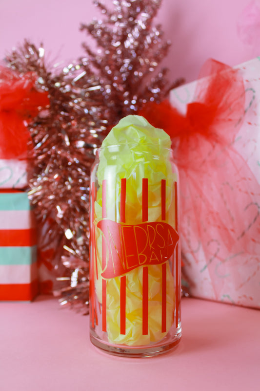 Nebraska Flag Glass Can 20oz