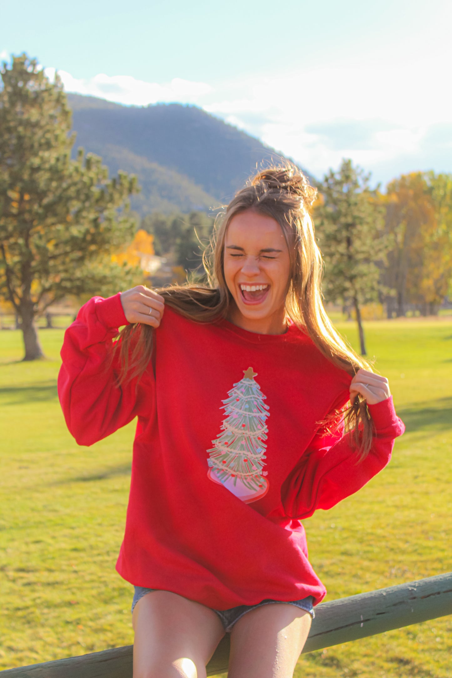 Holly Jolly Tree Sweatshirt Red