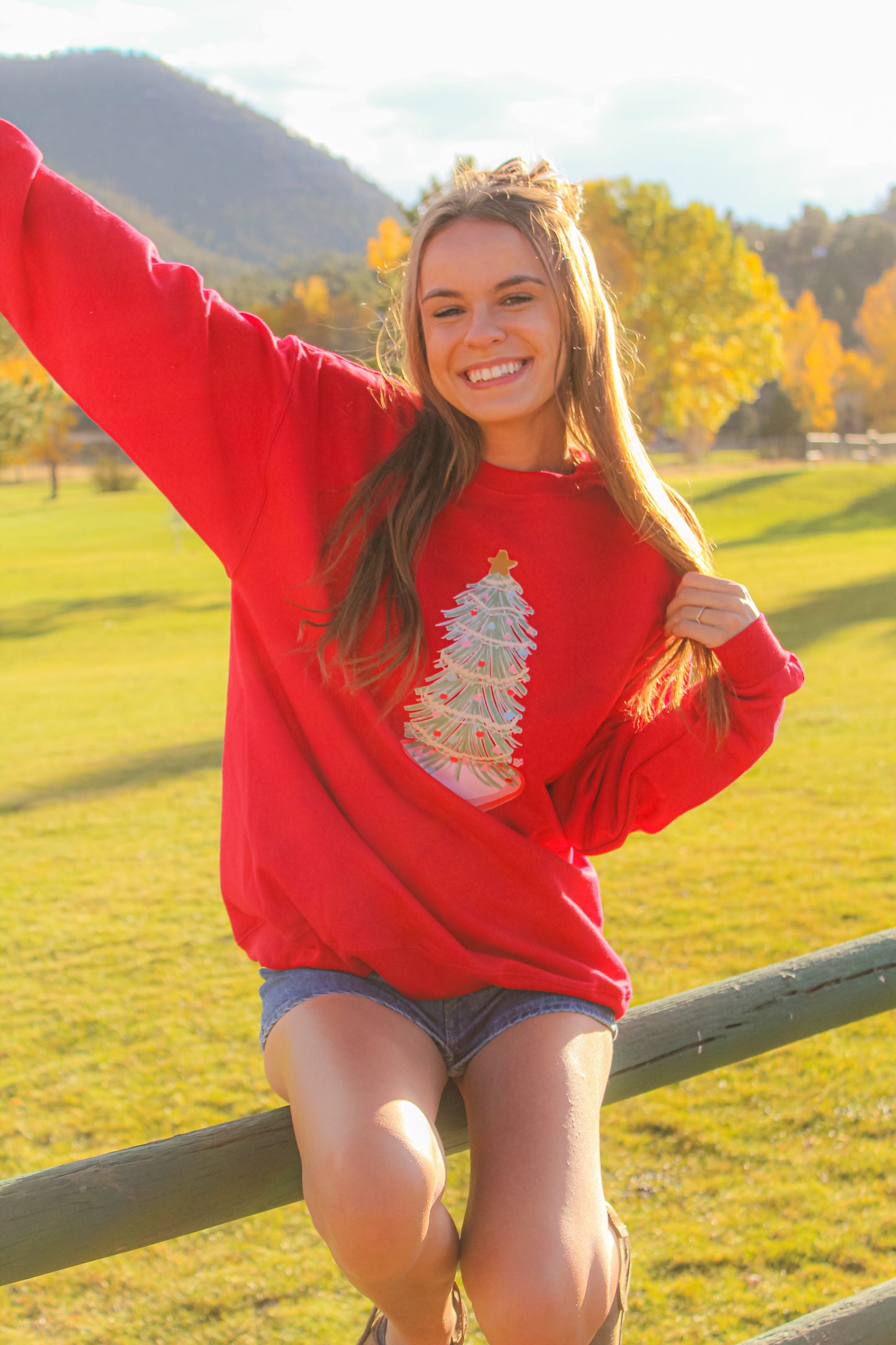 Holly Jolly Tree Sweatshirt Red