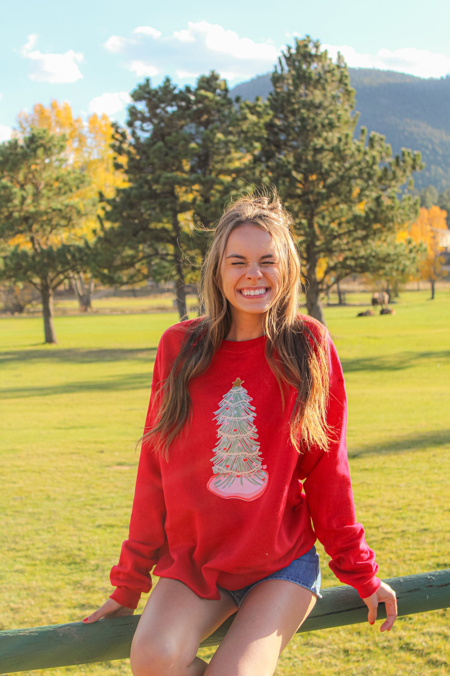 Holly Jolly Tree Sweatshirt Red