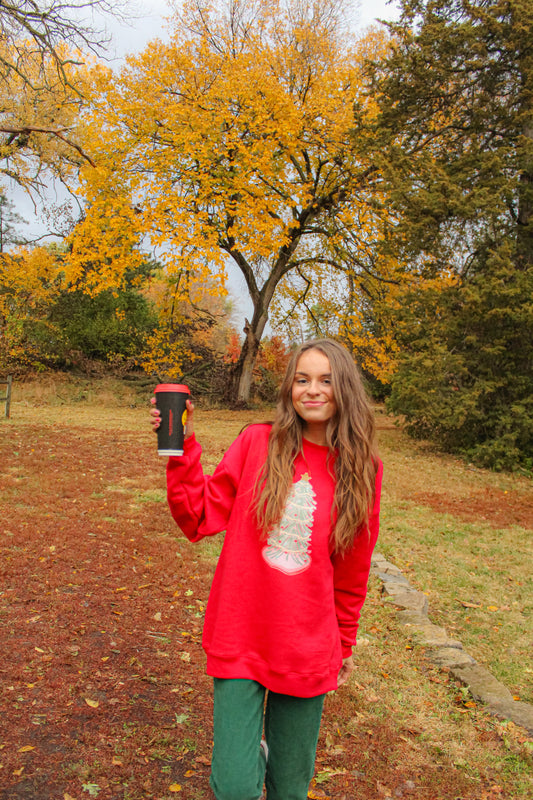 Holly Jolly Tree Sweatshirt Red