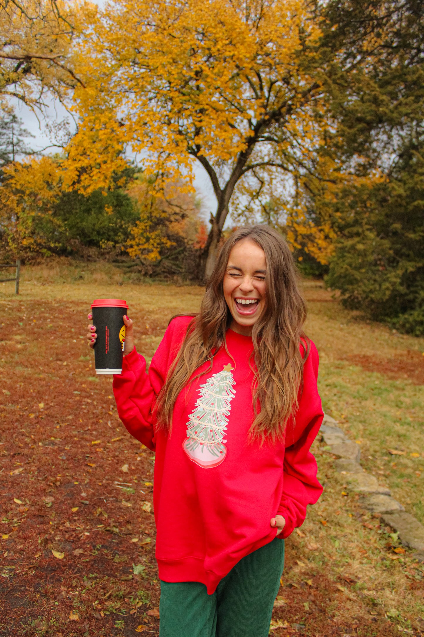 Holly Jolly Tree Sweatshirt Red