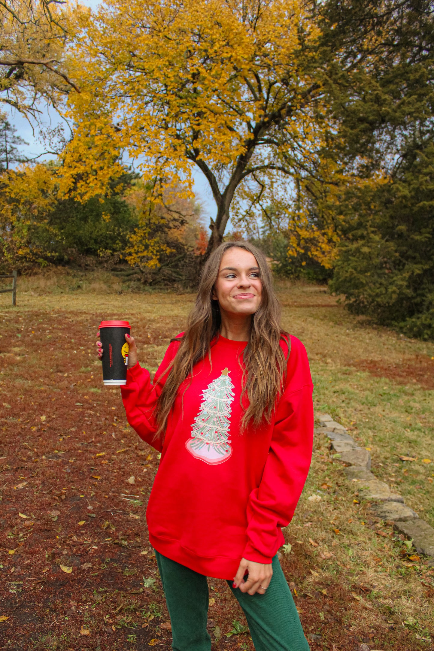 Holly Jolly Tree Sweatshirt Red