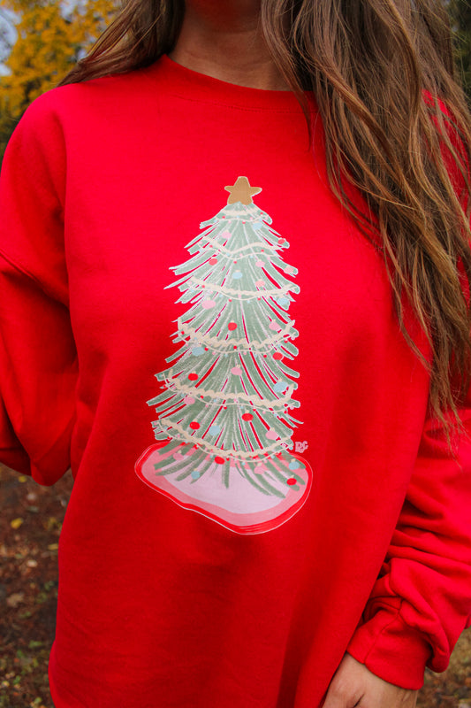 Holly Jolly Tree Sweatshirt Red