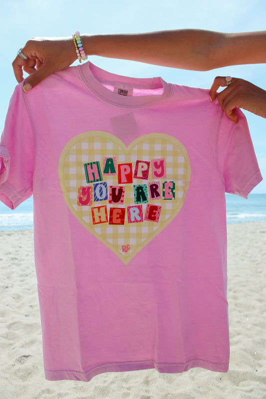 Happy You're Here Rose Tee