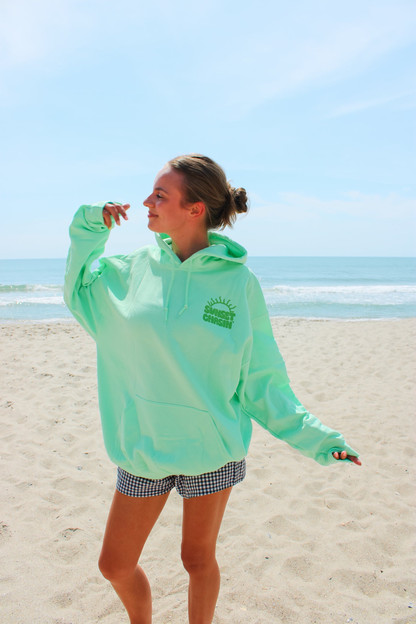 Let's Chase Sunsets Green Hoodie