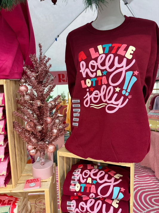 Little Holly, Lotta Jolly Crew Deep Red