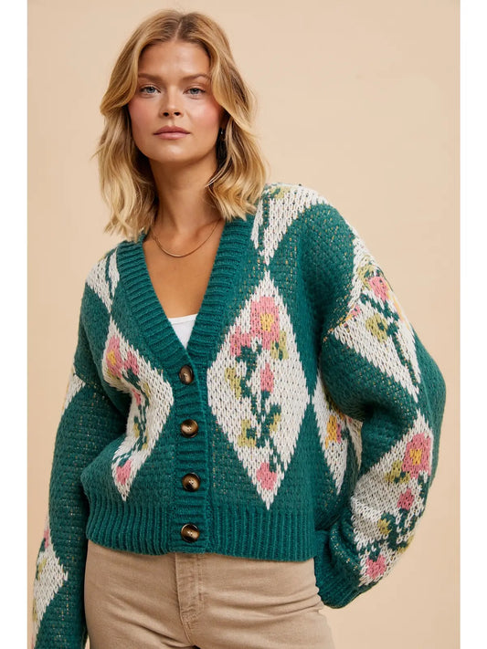 Darling Floral Sweater Emerald