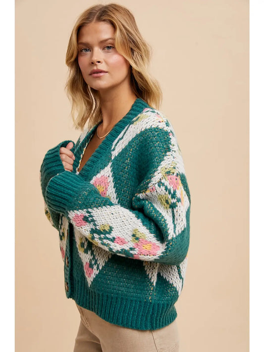 Darling Floral Sweater Emerald