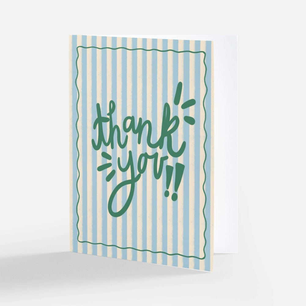 Thank You Striped Card Blue