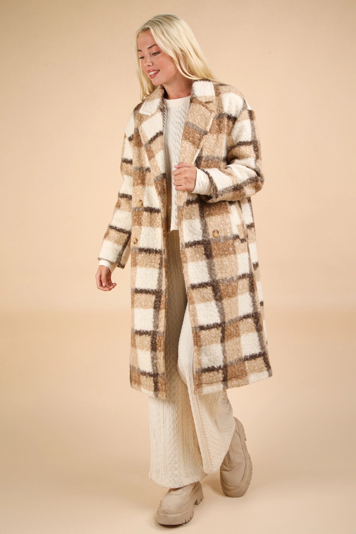 Tenley Oversized Long Coat Tan