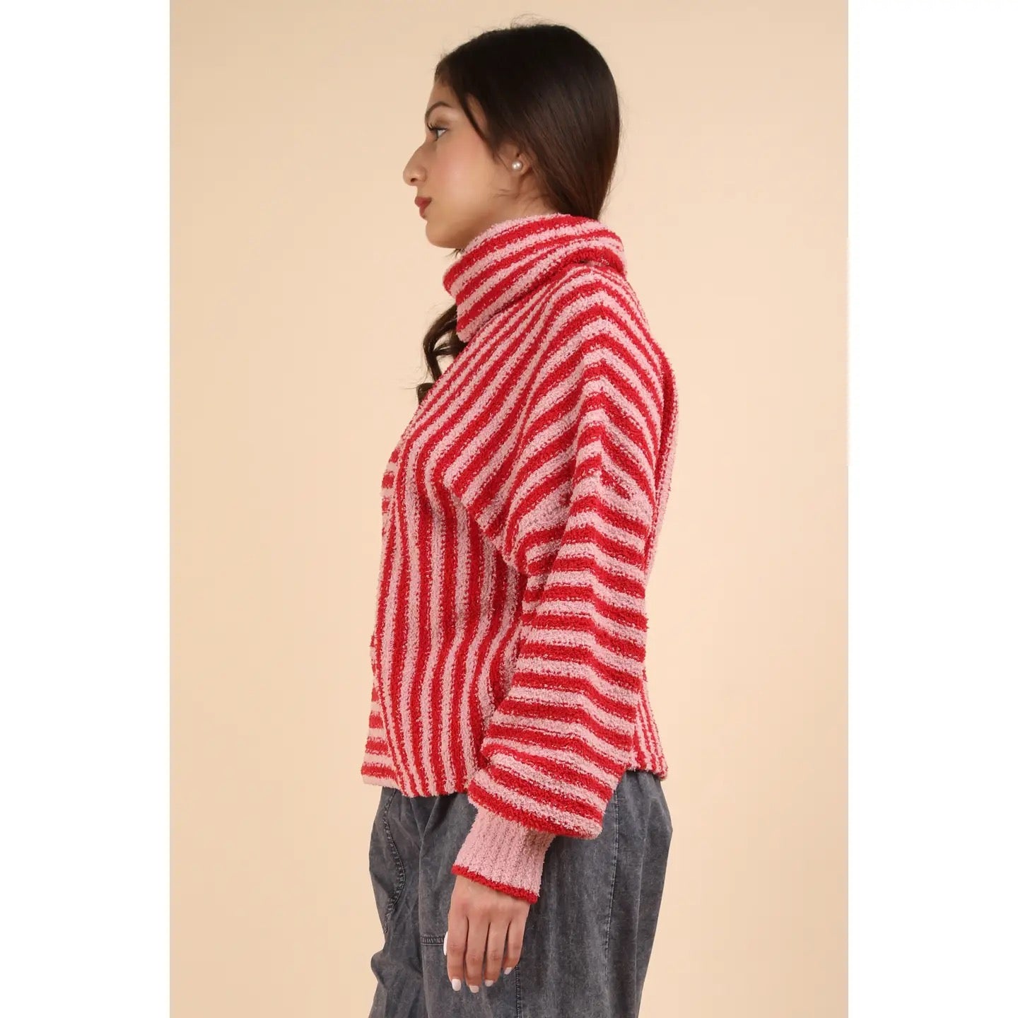 Striped Mockneck Soft Sweater