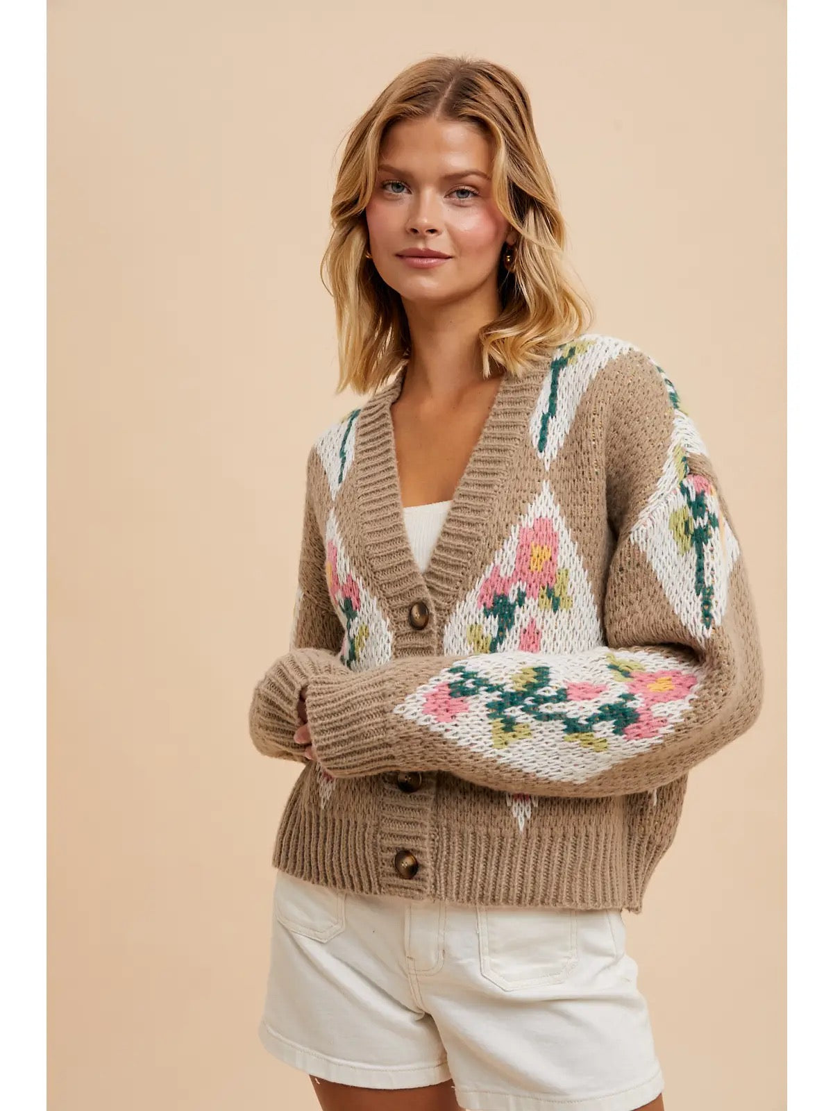 Darling Floral Sweater Beige