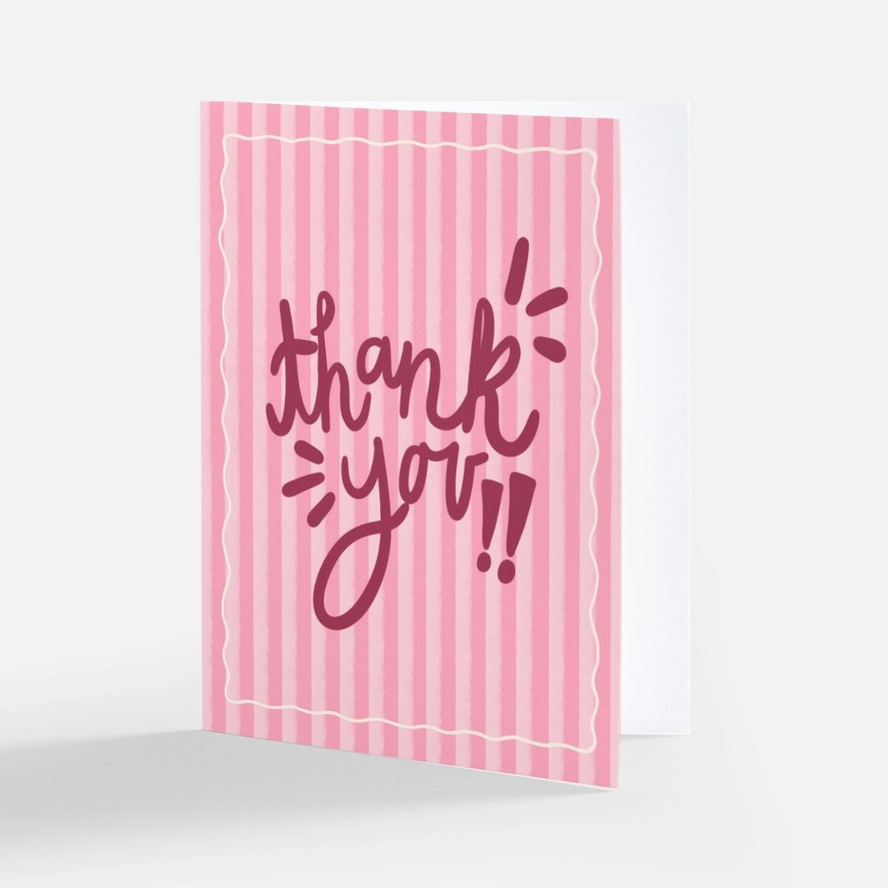 Thank You Striped Card Pink