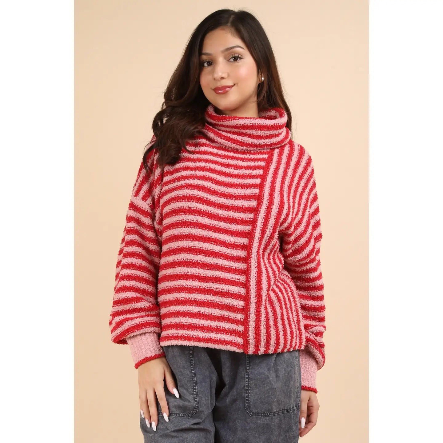 Striped Mockneck Soft Sweater