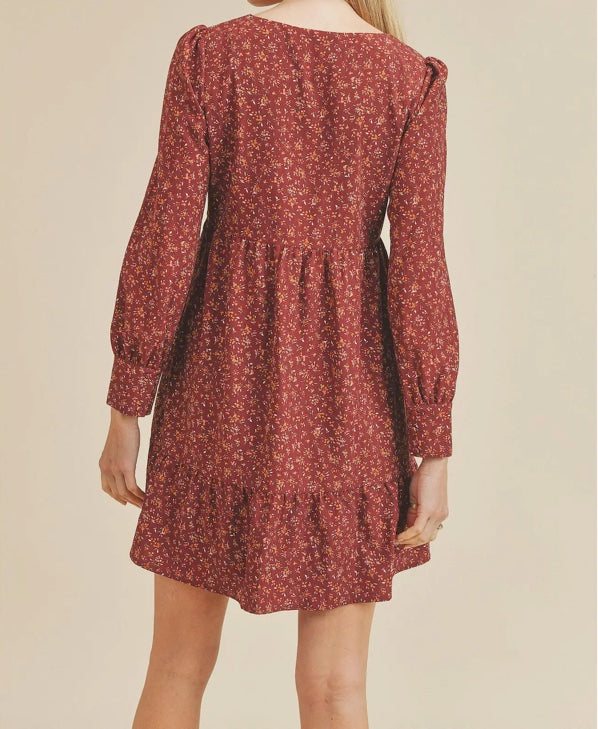 Dainty Floral Red Dress