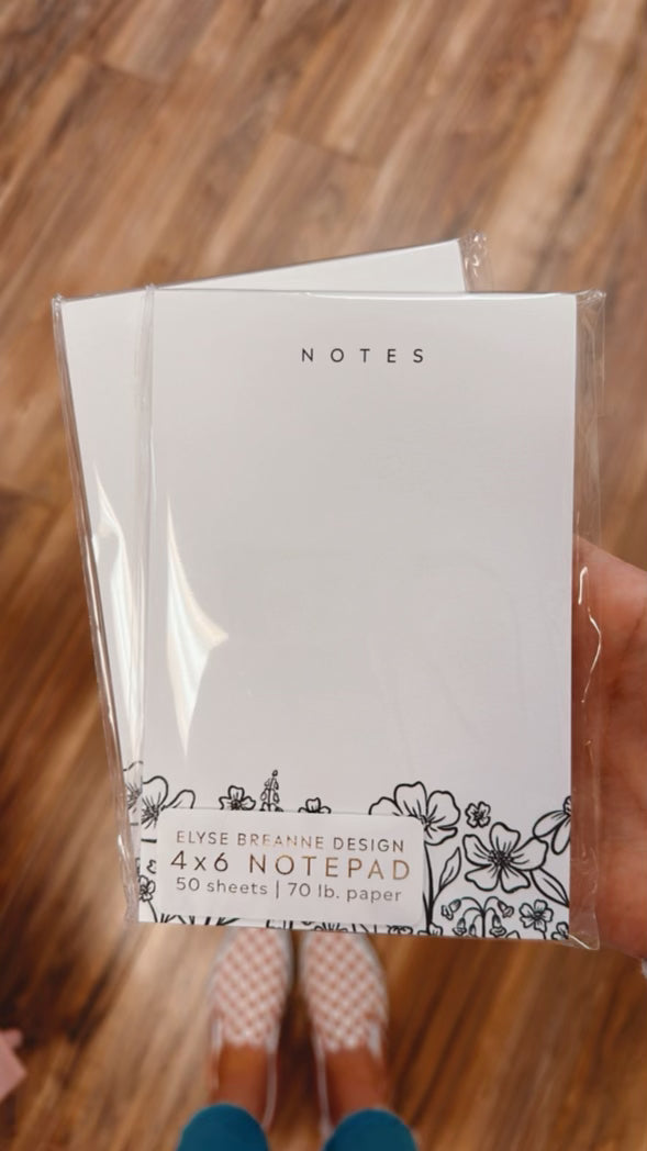 Black and White Floral Notepad