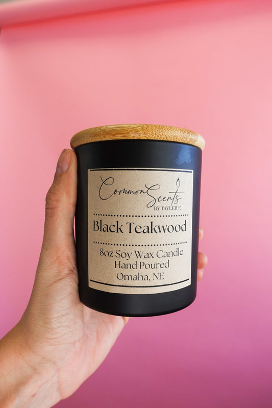 Black Teakwood Wood Wick Candle